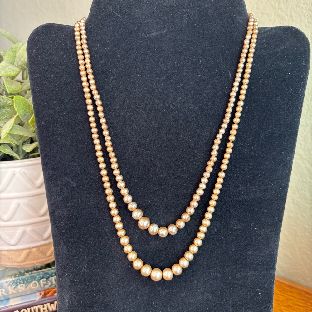 Luxury Gold Double Strand Pearl Necklace